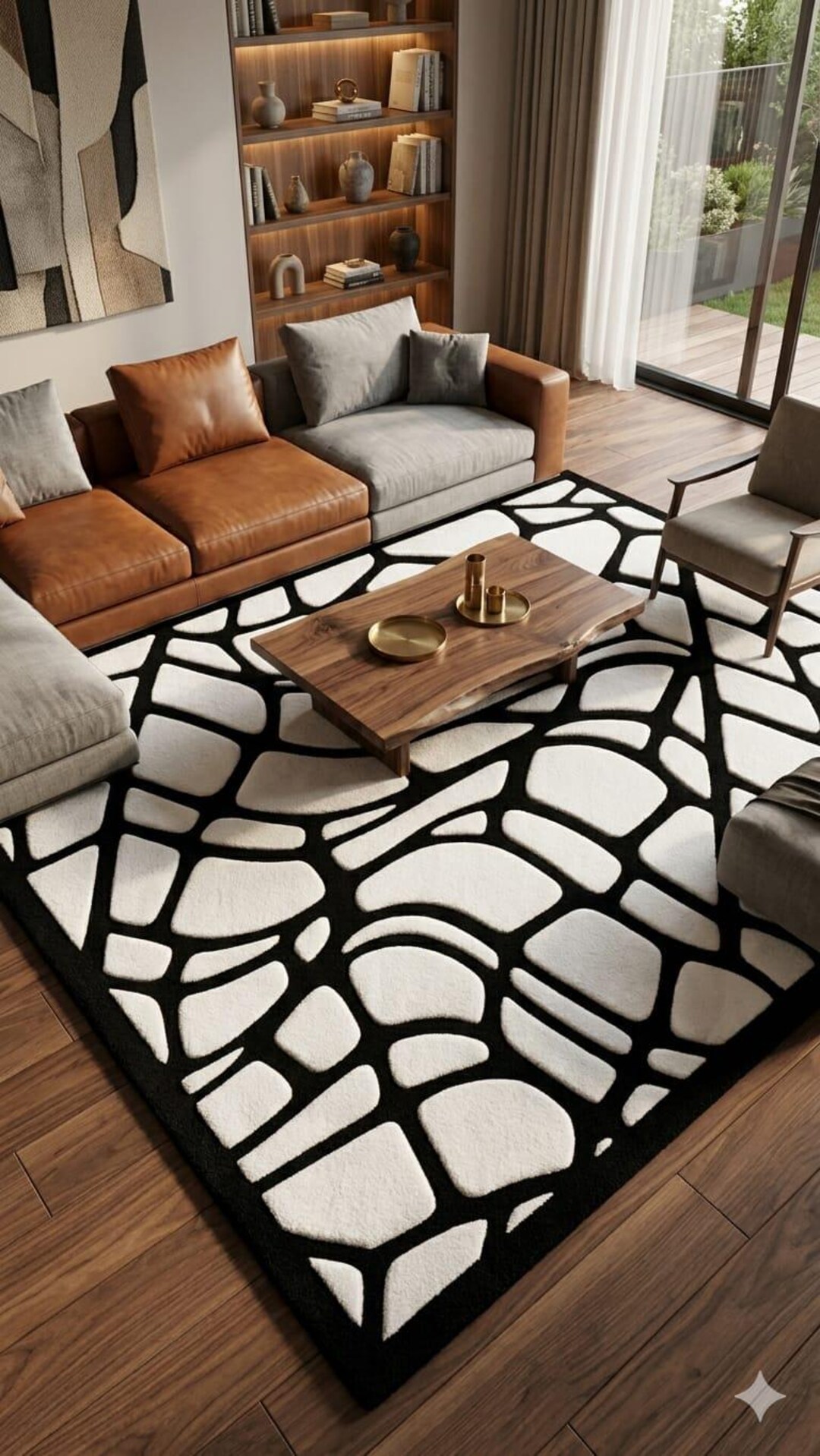 Brown Area Rug Texture Embossed Wool Area Rug, Modern Brown Abstract Pattern, Soft Texture - Etsy
