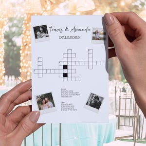 Custom Crossword Puzzle Wedding Template, Customizable Photo Wedding Day Page, Editable in Canva, Bridal Shower Personalized, 8.5&quot;x11&quot; Game