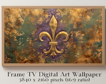 Mardi Gras Samsung Frame TV Art Wallpaper, Fleur de Lis Design, Fat Tuesday Celebration, Carnival Art, Mobile Alabama, New Orleans Louisiana