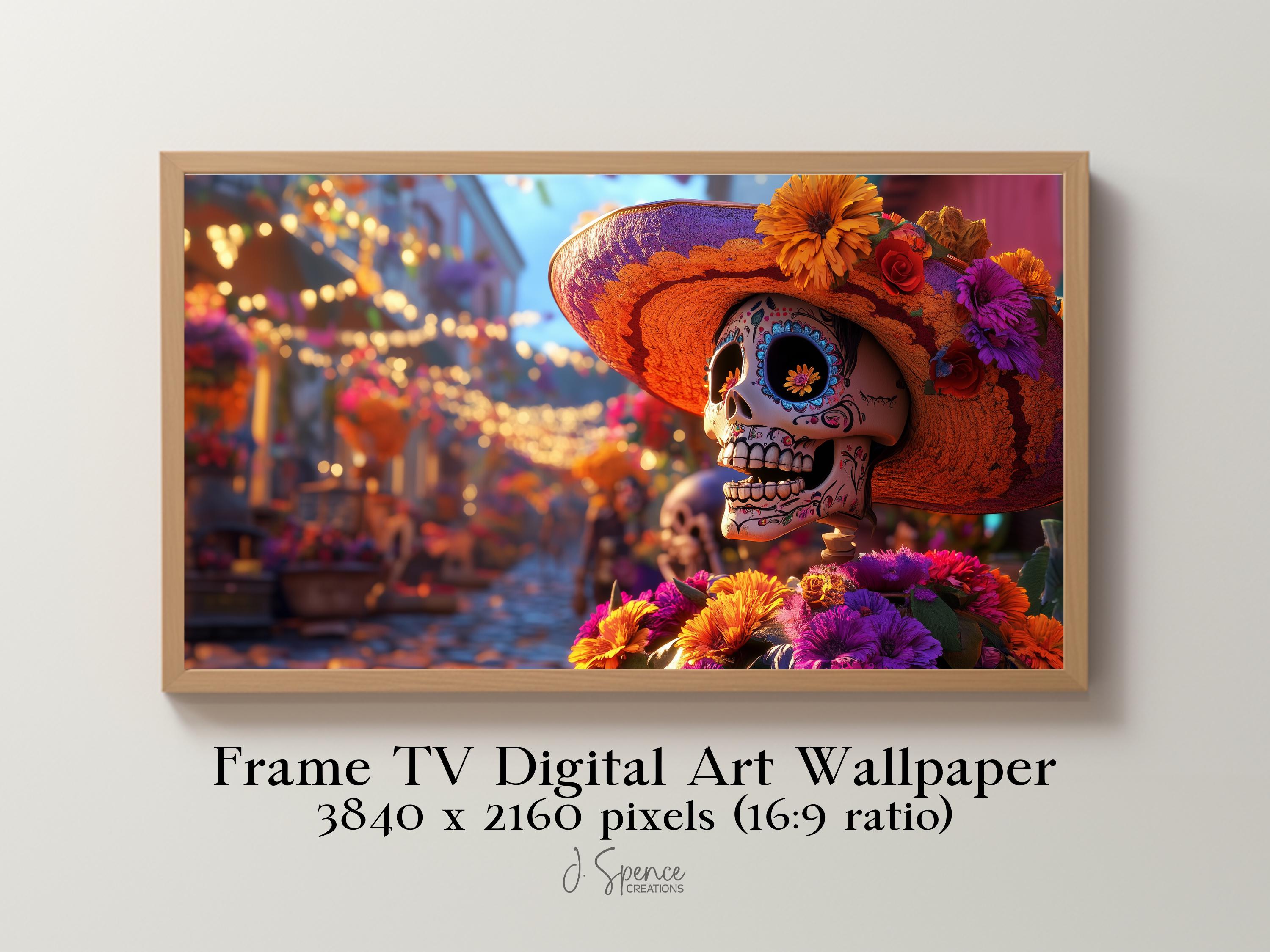 Dia De Los Muertos Frame TV Art, Day of the Dead Decor, Fall Digital Wallpaper, Mexican Holiday, Samsung LG Television Skull Download