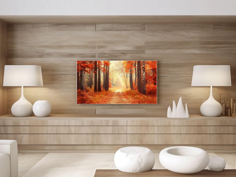 Frame TV Wallpaper, Fall TV Art, Rustic Leaves, Dirt Path Road, Crisp