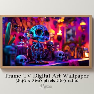 Dia De Los Muertos Frame TV Art, Decorazione del giorno dei morti, Carta da parati digitale autunnale, Vacanza messicana, Download del teschio televisivo Samsung LG