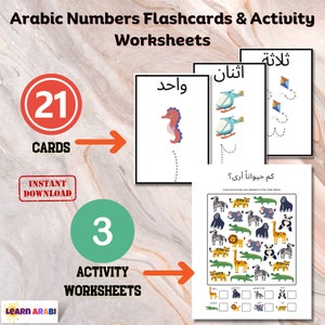 Arabic Numbers Flashcards & Activity Worksheets | Animals Worksheets| Shapes Worksheets