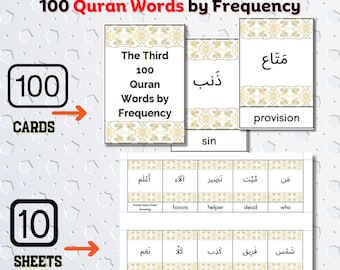 Flashcards of The THIRD 100 Quran Words by Frequency| 100 Quran Words Cards with English Translation| Quran Vocabulary