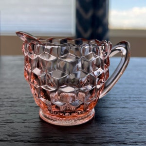 Vintage Jeanette Cube Pink Depression Glass Creamer Small Pitcher Cubist Pattern