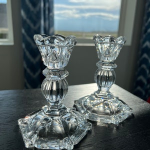 Naples 5&quot; Candlesticks Vintage Fifth Avenue Crystal 24% Full Lead Crystal