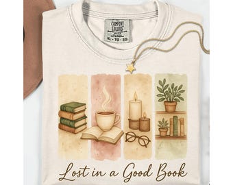 Cozy Book Lover T-Shirt,Cotton Tee