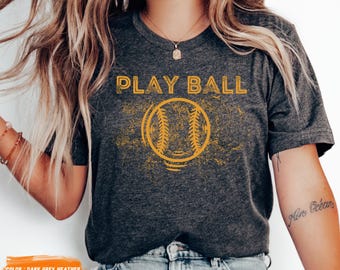 Play Ball Shirt, Game Day Shirt, Baseball Game Fan Shirt for Her, Cute Baseball Shirt for Women, Baseball Shirt for Women, Sporty Mom Gift