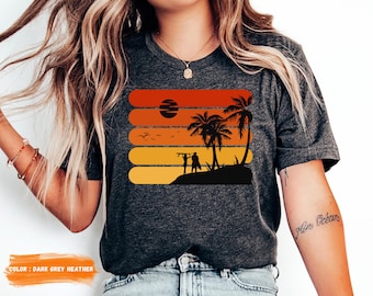 Retro Tropical summer Shirt,Women's Beach Shirt,Summer Shirt for Women,Island Vacation Shirt,Beach Lover Gift, Summer Trip tee, tropical tee