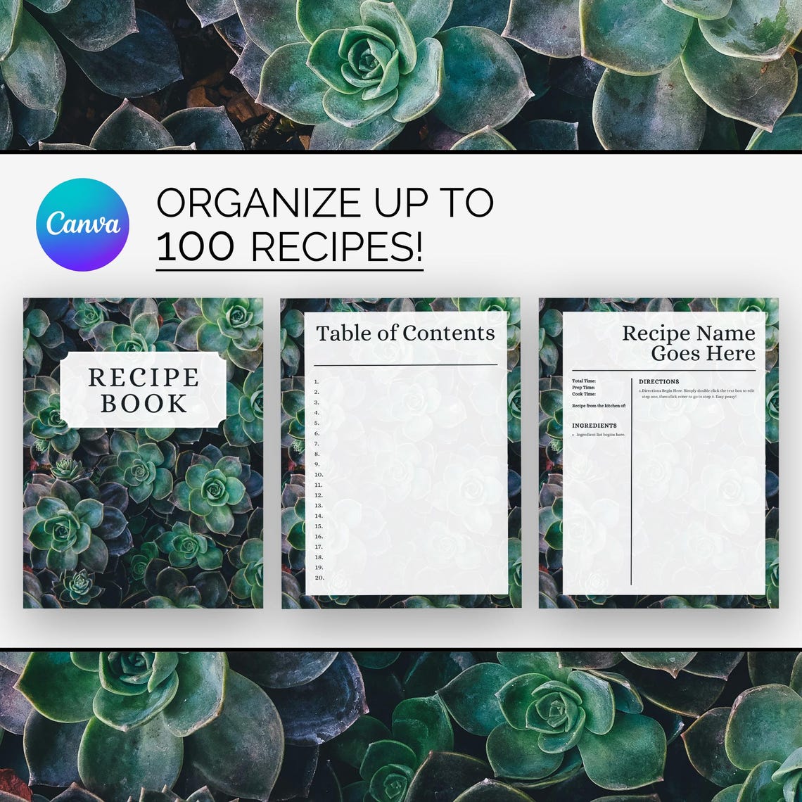 Canva Template - Recipe Binder - Custom Printable Recipe Book Template ...