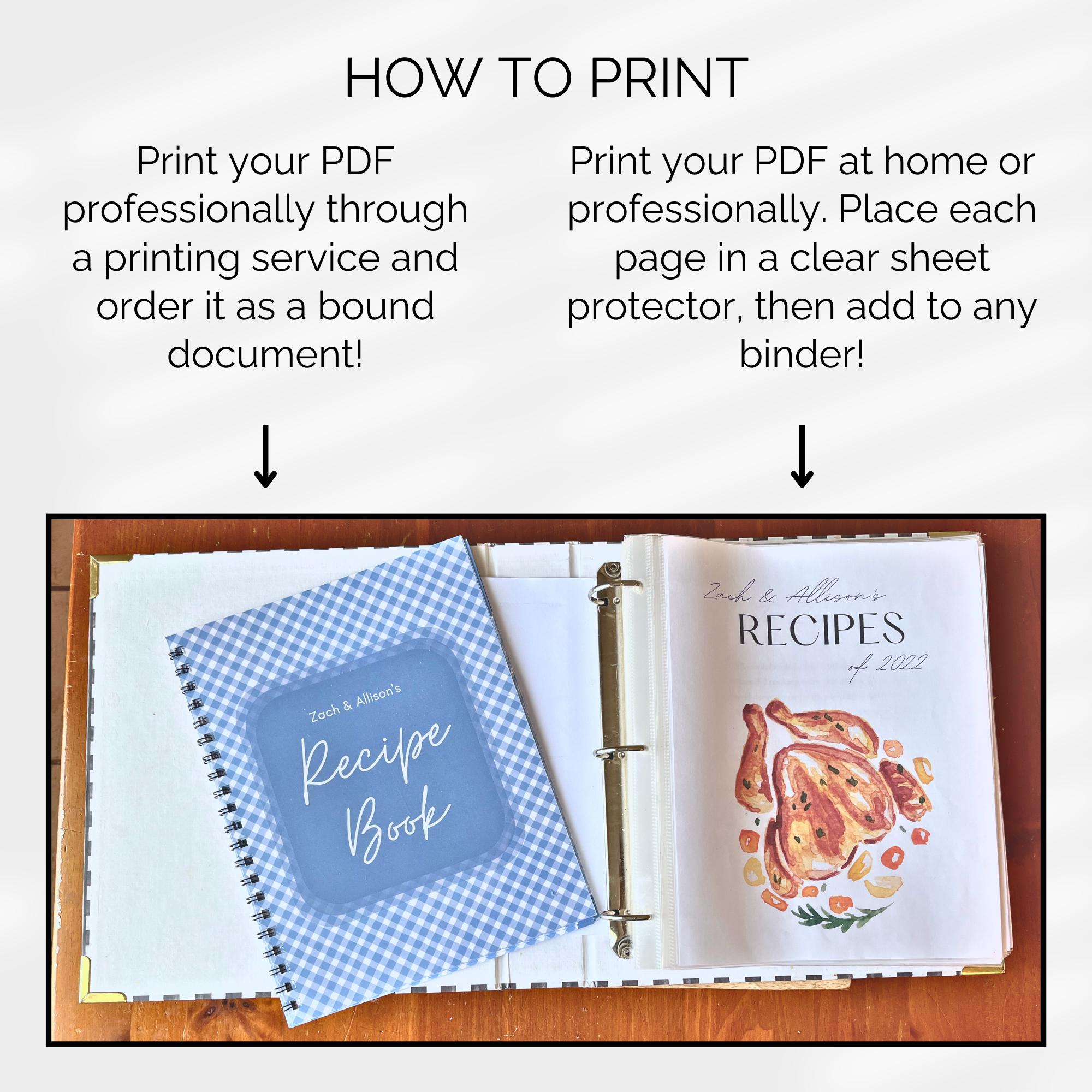Binder Pan Canva Template - Recipe Binder - Custom Printable Recipe Book Template ...