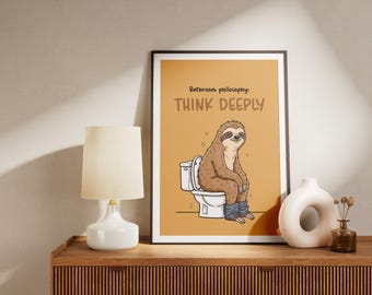 Bathroom Philosophy Wall Art Funny Toilet Humor Printable Decor Digital Download