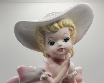 Vintage Relpo Girl Planter Southern Belle Figurine Planter Japan