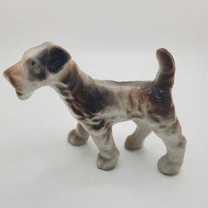 Vintage DOG FIGURINE Wire Fox Terrier JAPAN