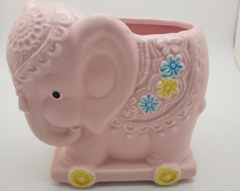 Vintage Napcoware Pink Elephant Ceramic Planter Nursery Napco Ware 1665 Vintage