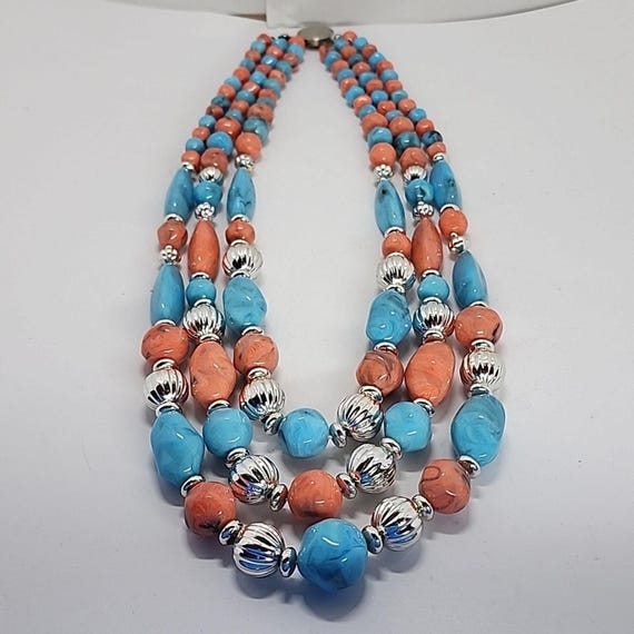 Collier Perles Imitation Turquoise - Occasion, Idéal Pour Un Look Bohème !