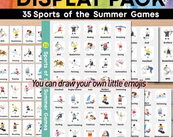 Display Pack: 35 Sports of the Summer Games - Word Mat | Flashcards | Segmented Sports Posters | DIY Emojis | Room Decor | Multiple Formats