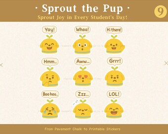 Sprout the Pup Printable Sticker Sheet | Cute Classroom Reward Stickers | Positive Notes for Students | Teacher Resources | Instant Download