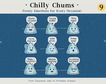 Printable Winter Emoji Sticker Bundle | Chilly Chums Ice Emojis | Cute Classroom Stickers | Funny Punny Emoticons | Digital Download