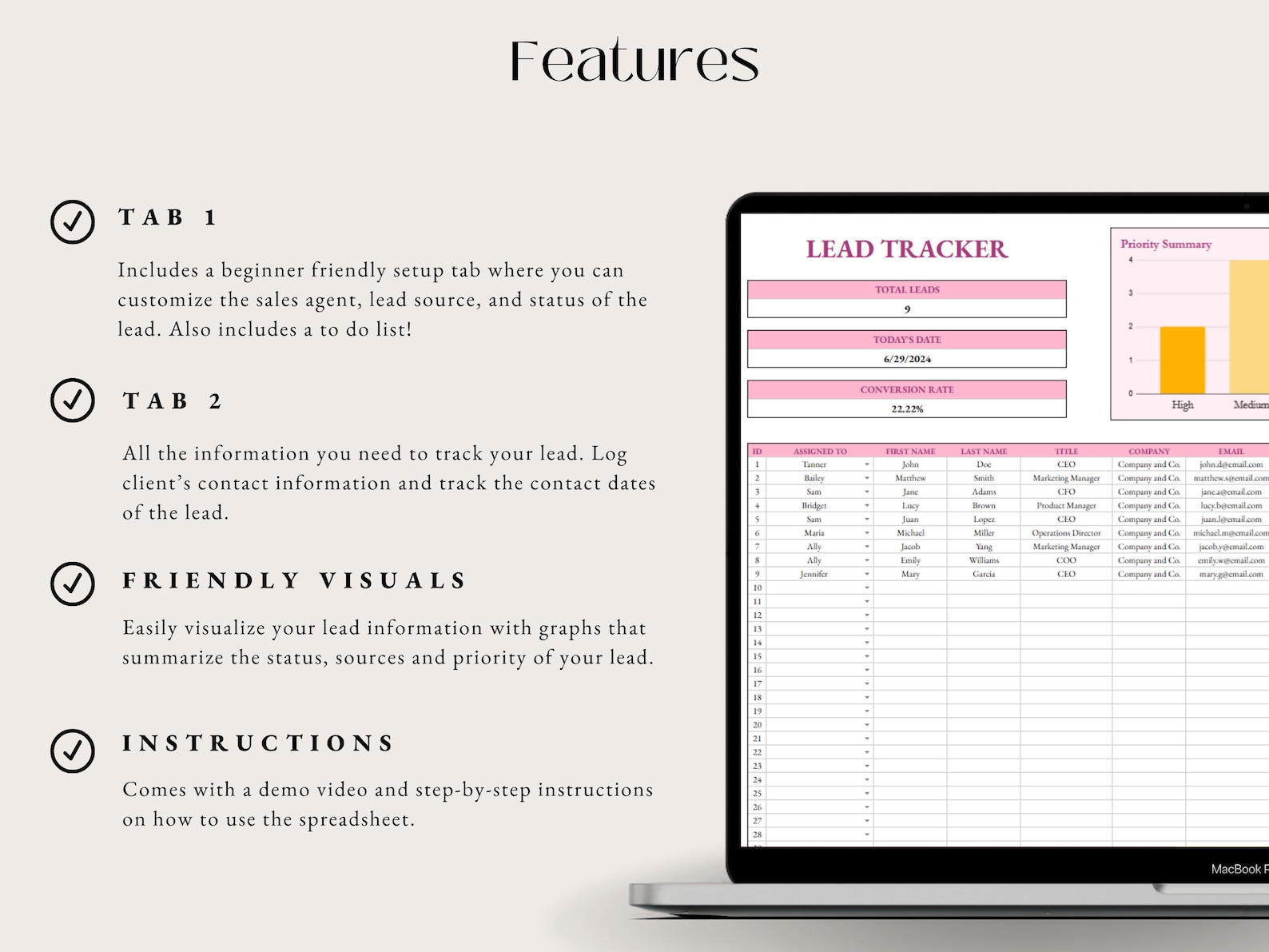 Lead Tracker Google Sheets Client Tracker Template Client Management ...