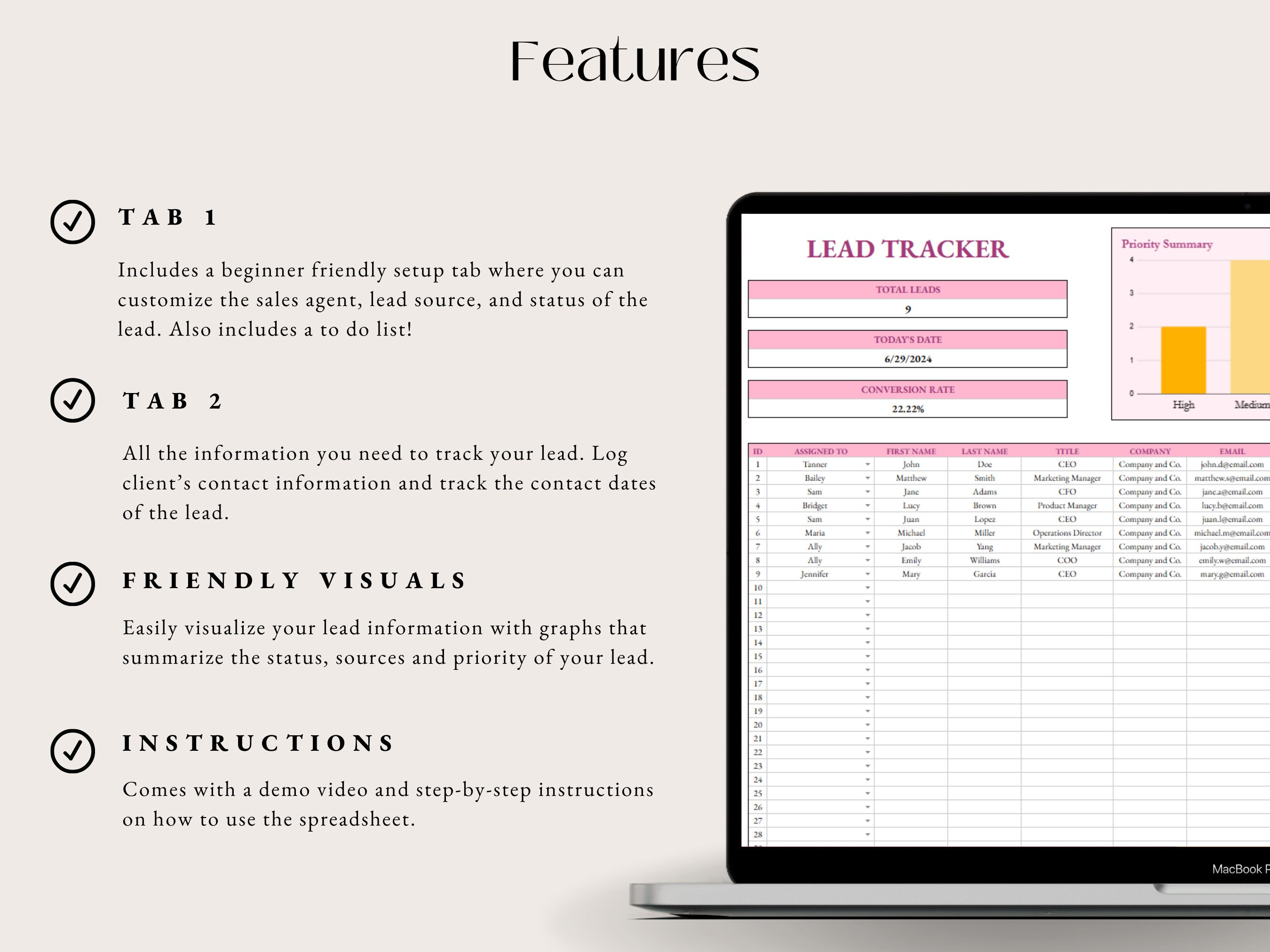 Lead Tracker Google Sheets Client Tracker Template Client Management ...