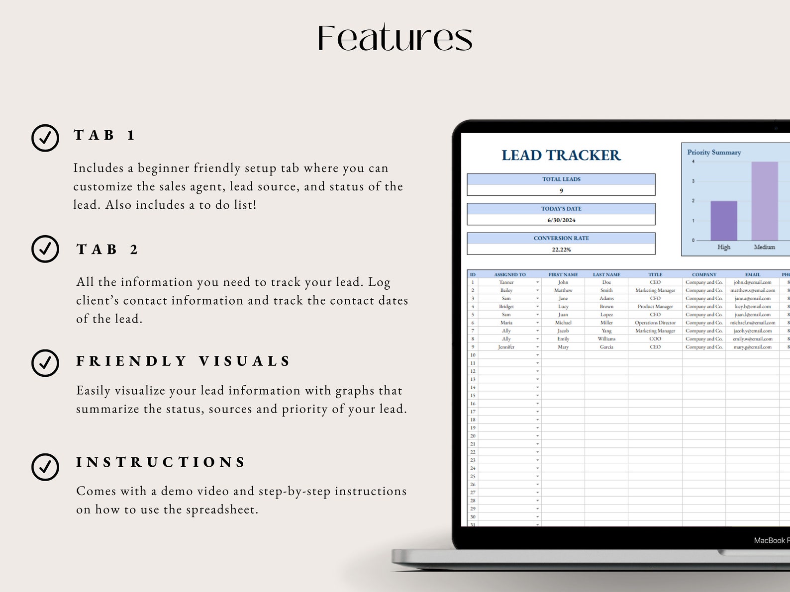 Lead Tracker Google Sheets Client Tracker Template Client Management ...