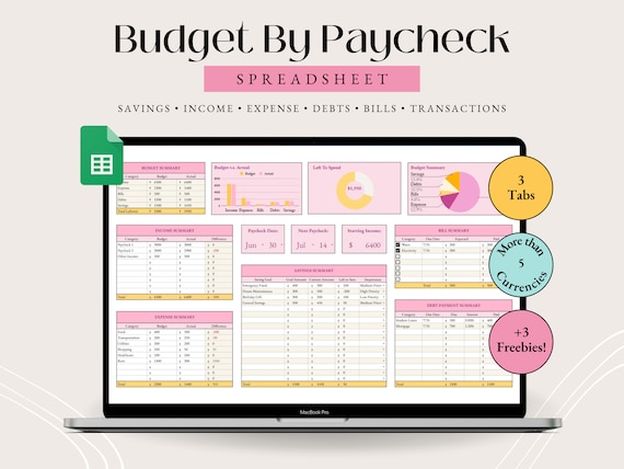 Biweekly Budget Spreadsheet Paycheck Budget Google Sheets Budget Template Budget Tracker Expense Tracker Budget By Paycheck Spreadsheet