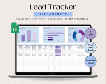 Leadtracker Google Spreadsheets-sjabloon voor klantentracker Klantenbeheer Leadverkooptracker Spreadsheet voor kleine bedrijven Klantenlijstmanager