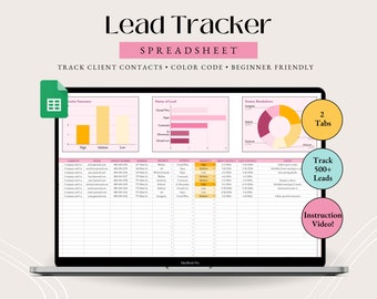 Lead Tracker Google Sheets Client Tracker Template Client Management Lead Sales Tracker Small Business Spreadsheet Customer List Manager