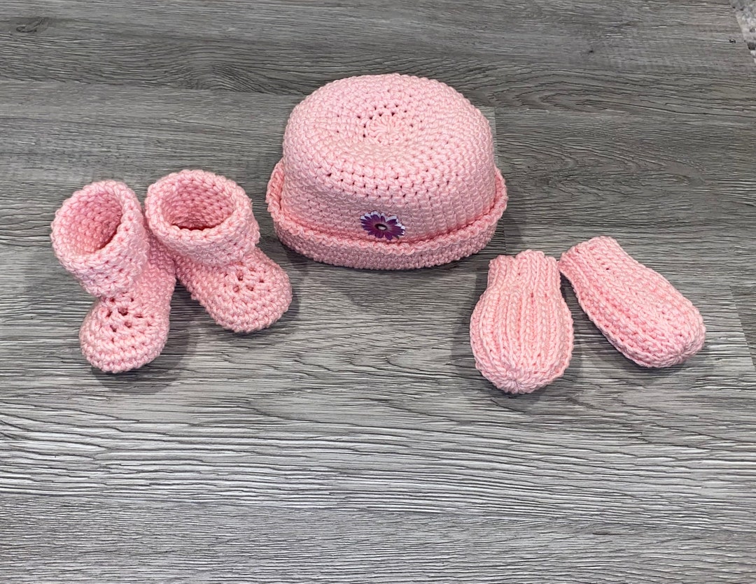 Baby Beanie Mitten and Bootie Set Etsy