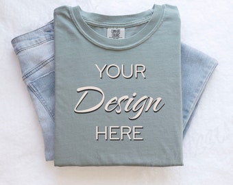Bay Comfort Colors C1717 Mockup Flat Lay, Green Tshirt Mock-up, Folded Shirt Mock, Simple Comfort Colors Mocks, Folded Flatlay Mockup
