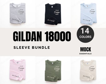 Gildan 18000 Sweatshirt, Sleeve Mockup Bundle, G180 Crewneck Mock-up Bundle, Flatlay Mockup, Mockup, Neutral Simple Mock, Gildan 18000 Mocks