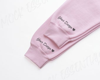 Gildan 18000 Sleeve Sweatshirt Mockup, Light Pink Sweater Mock Up, Couple Sleeve Mockup, Valentines Day Pink Mockup, Matching Sweaters Mock