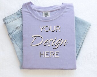 Orchid Comfort Colors C1717 Mockup Flat Lay, Purple Tshirt Mock-up, Folded Shirt Mock, Simple Comfort Colors Mocks, Folded Flatlay Mockup