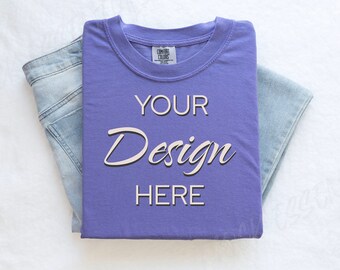 Violet Comfort Colors C1717 Mockup Flat Lay, Purple Tshirt Mock-up, Folded Shirt Mock, Simple Comfort Colors Mocks, Folded Flatlay Mockup