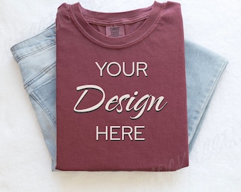 Brick Comfort Colors C1717 Mockup Flat Lay, Red Tshirt Mock-up, Folded Shirt Mock, Simple Comfort Colors Mocks, Folded Flatlay Mockup