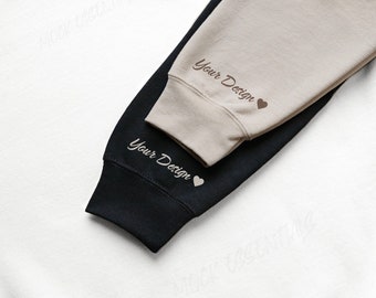 Gildan 18000 Sleeve Sweatshirt Mockup, Sand And Black Sleeve Sweater Mock Up, Sleeve Mockup, Sand And Black Mockup, Wrist Mockup