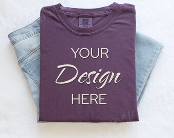 Berry Comfort Colors C1717 Mockup Flat Lay, Purple Tshirt Mock-up, Folded Shirt Mock, Simple Comfort Colors Mocks, Folded Flatlay Mockup