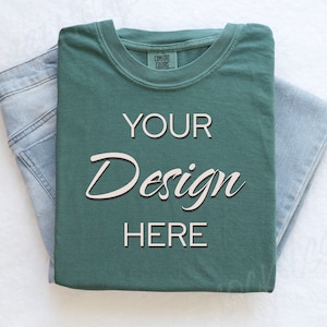 Hellgrüne Comfort Colors C1717 Mockup Flat Lay, Grünes Tshirt Mock-up, gefaltetes Shirt Mock, einfache Comfort Colors Mocks, gefaltetes Flatlay Mock
