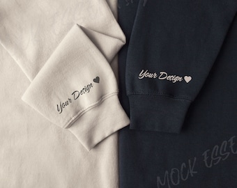 Gildan 18000 Sleeve Sweatshirt Mockup, Sand And Black Sleeve Sweater Mock Up, Valentines Sleeve Mockup, Mr Mrs Wedding Mockup
