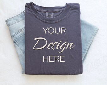Wine Comfort Colors C1717 Mockup Flat Lay, Purple Tshirt Mock-up, Folded Shirt Mock, Simple Comfort Colors Mocks, Folded Flatlay Mockup