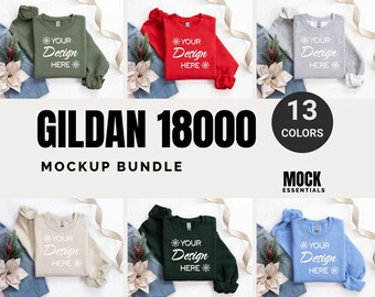 Gildan 18000 Sweatshirt, Mockup Bundle, G180 Crewneck Mock-up Bundle, Flatlay Mockup, Christmas Mockup, Xmas Mock, Winter Gildan 18000 Mocks