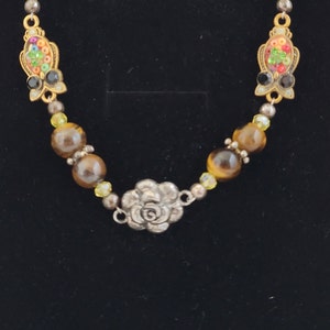 Handmade sturdy bracelet, evil eye, owl for intuition/wisdom, amethyst, cracked crystal stone. Made by human hands, in California. 8&quot;