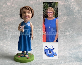 Bobblehead Custom For Her, Personalized Birthday Cake Topper For Mom, Anniversary Gift For Wife, Bobble Head For Girlfriend, Gift For Woman