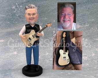 Man Playing Guitar Bobblehead Custom, Personalized Gift For Music Lover, Custom Music Gift With Bobble Head For Him, Husband Birthday Gift