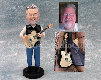 Man Playing Guitar Bobblehead Custom, Personalized Gift For Music Lover, Custom Music Gift With Bobble Head For Him, Husband Birthday Gift