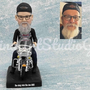 Custom Motorcyclist Bobblehead, Motorcycle Figurine, Biker Wedding Gift, Dad Dirt Bike Gift, Personalized Birthday Gift For Motorcycle Lover