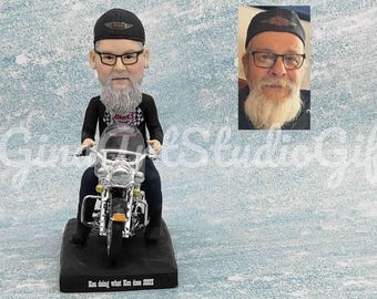 Custom Motorcyclist Bobblehead, Motorcycle Figurine, Biker Wedding Gift, Dad Dirt Bike Gift, Personalized Birthday Gift For Motorcycle Lover