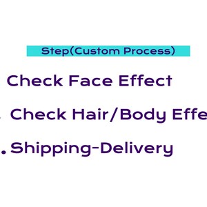 a white background with a purple text that says i check face effect ii check hair