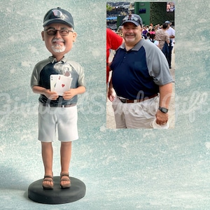 Custom Bobblehead For Man Love Playing Cards, Funny Christmas Tree Decoration, Personalized Bobble Head For Car, Birthday Gift For Him